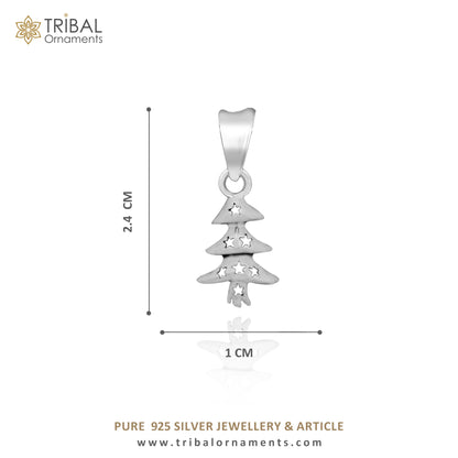 925 sterling silver handmade Christmas tree pendant necklace for men and women, with chain, unisex holiday jewelry by TRIBAL ORNAMENTS