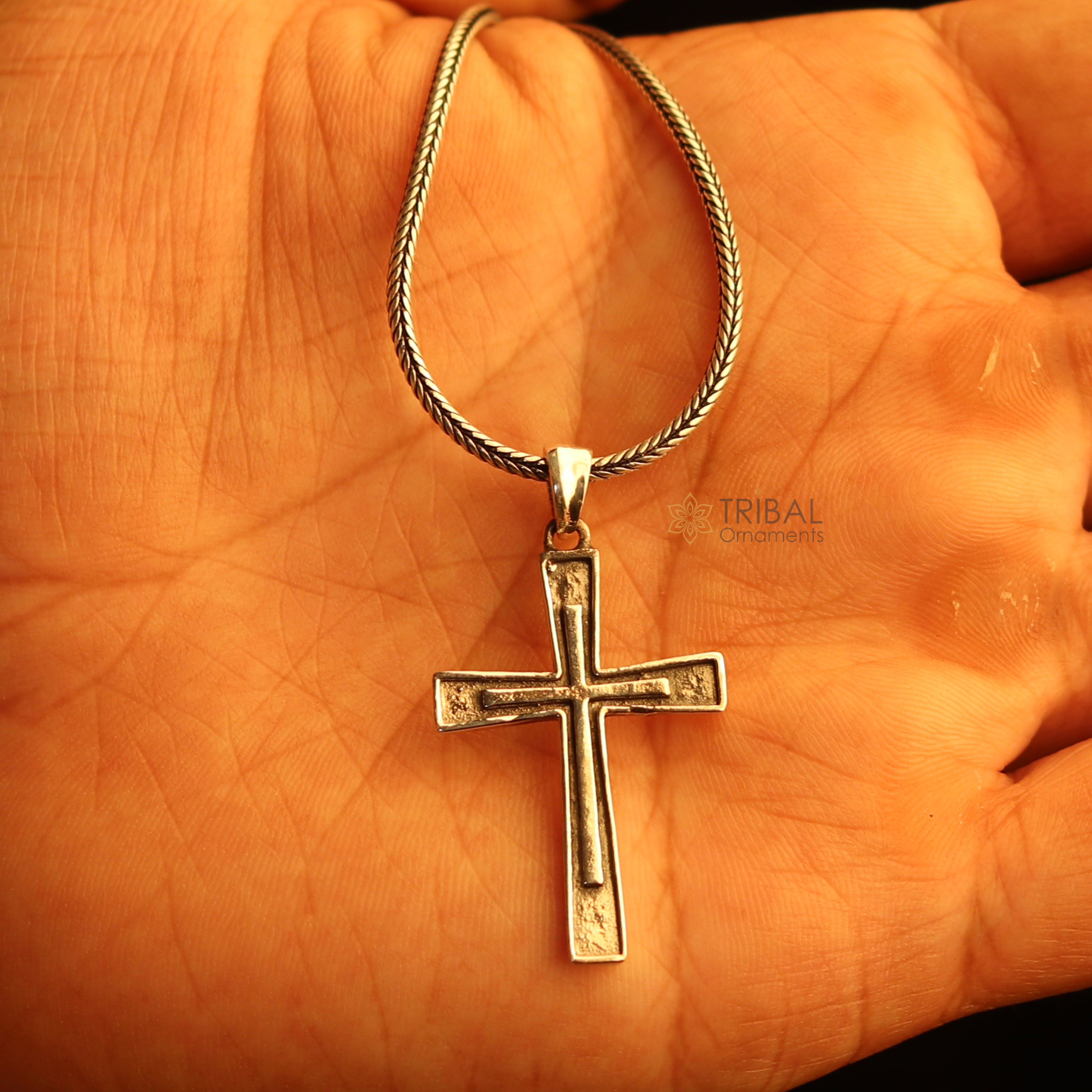 925 sterling silver handmade cross stylish pendant necklace for