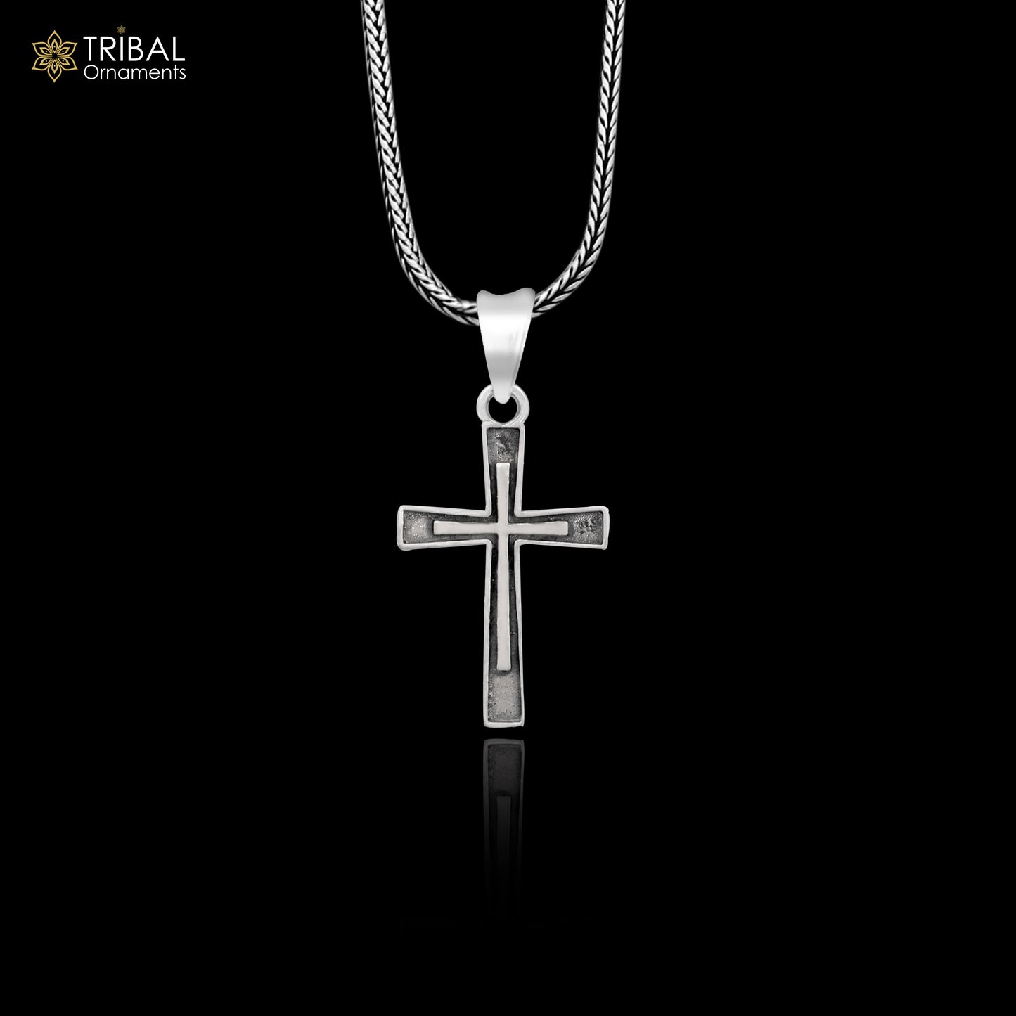 925 sterling silver handmade cross stylish pendant necklace for men with chain unisex jewellery nsp999 - TRIBAL ORNAMENTS