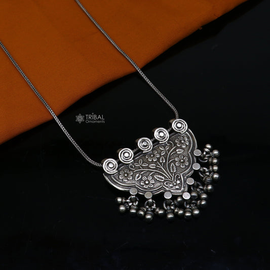 Handmade 925 sterling silver tribal cultural pendant for wedding jewelry, featuring intricate designs by TRIBAL ORNAMENTS.