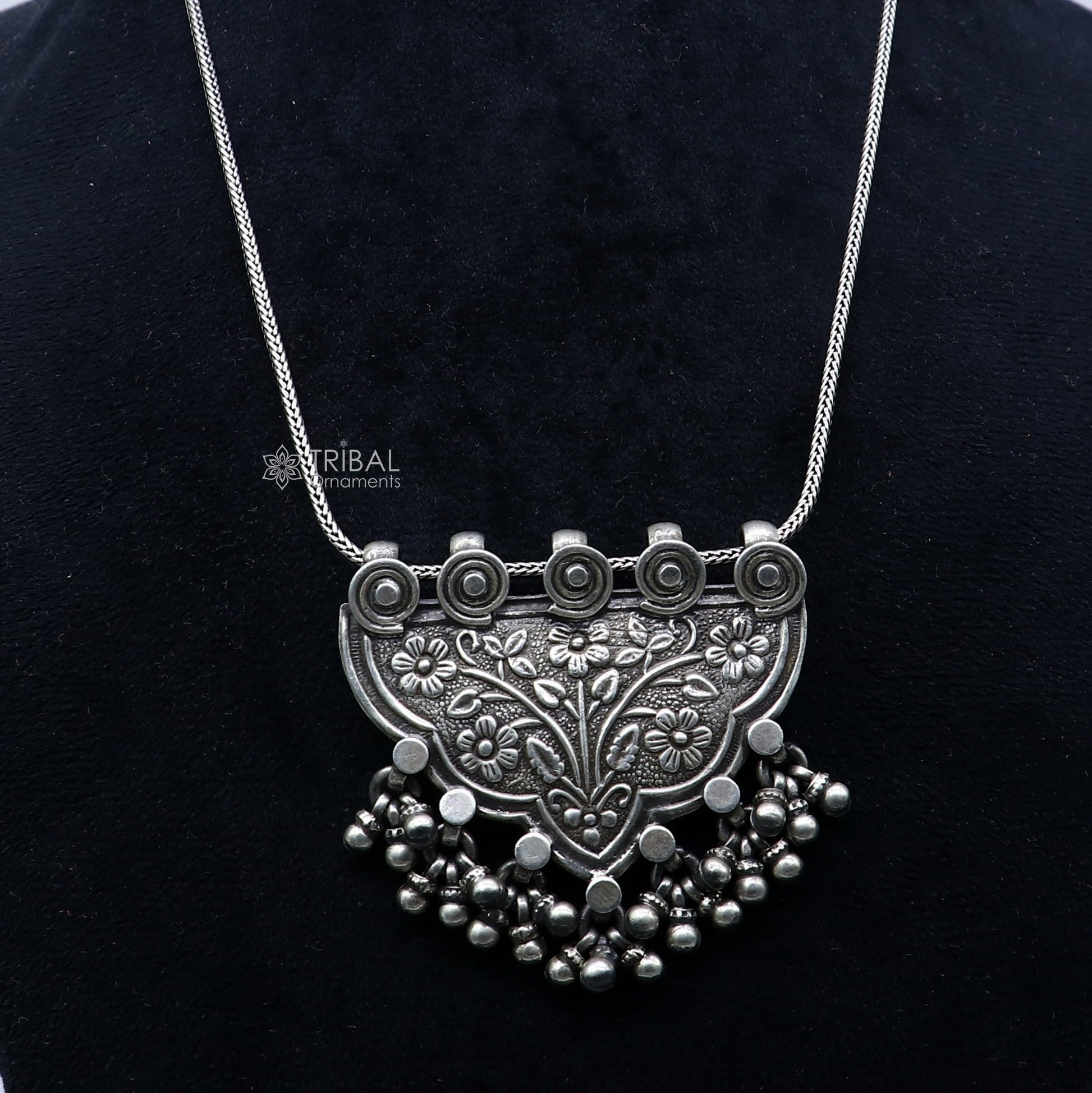 Handmade 925 sterling silver tribal cultural pendant for wedding jewelry, showcasing intricate design by TRIBAL ORNAMENTS.