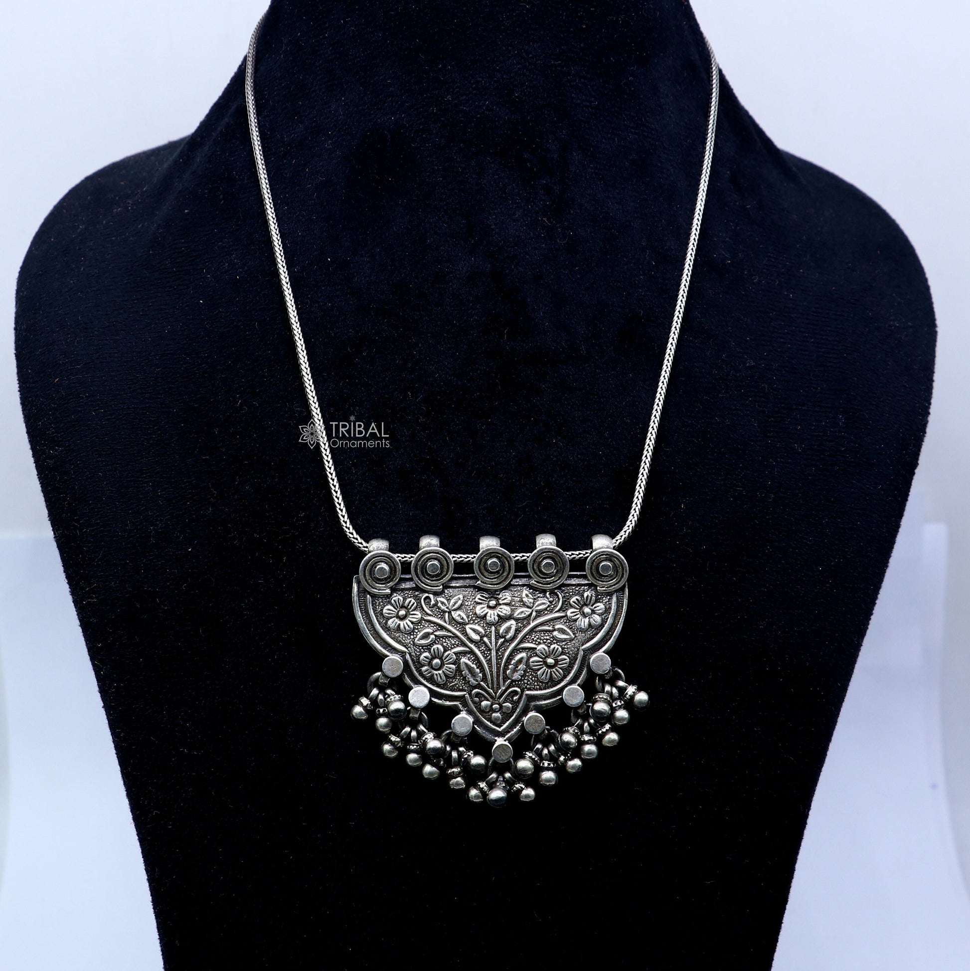 Handmade 925 sterling silver tribal cultural pendant for wedding jewelry, featuring intricate designs by TRIBAL ORNAMENTS.