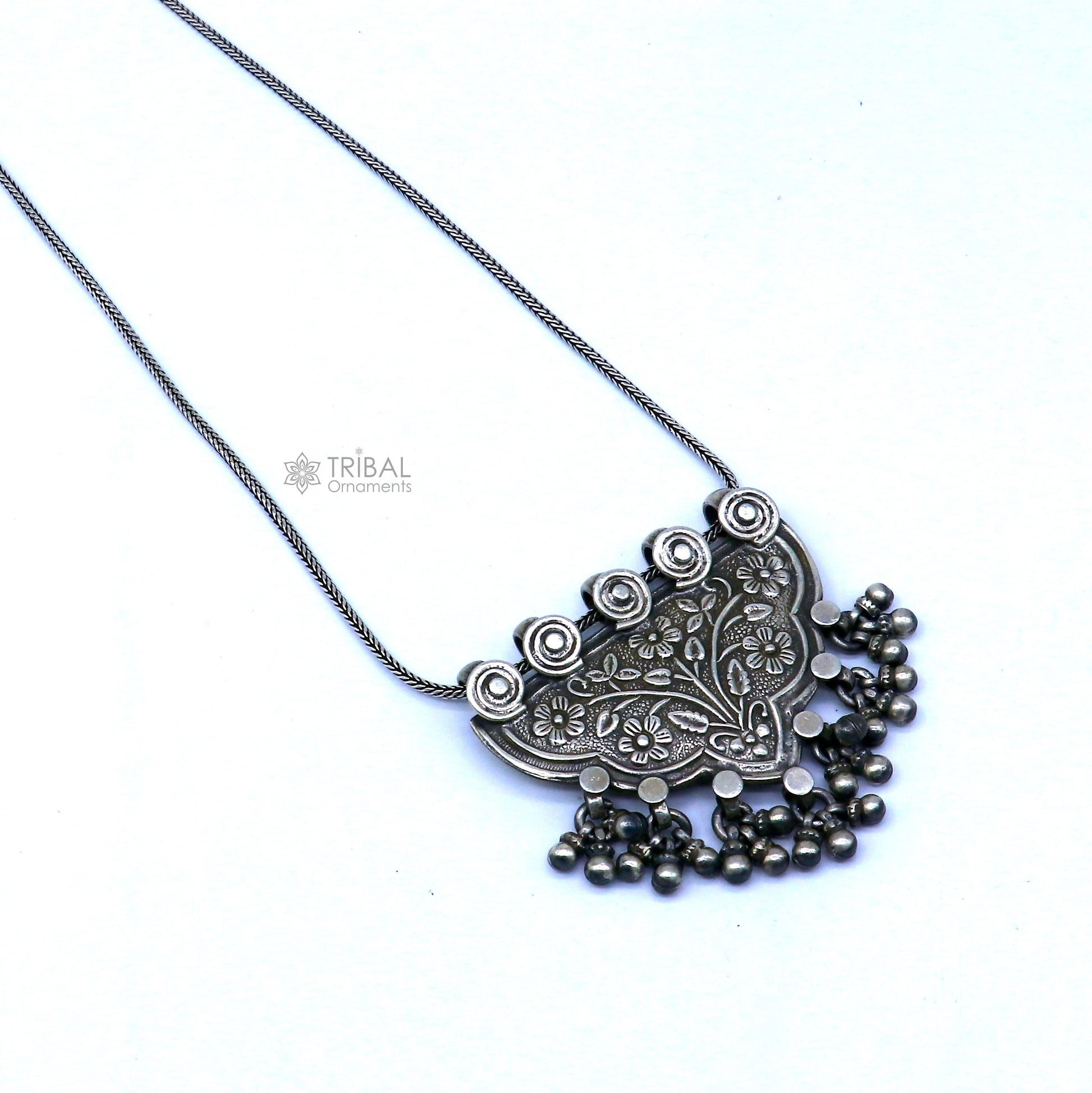 Handmade 925 sterling silver tribal-style cultural pendant for wedding jewelry by TRIBAL ORNAMENTS
