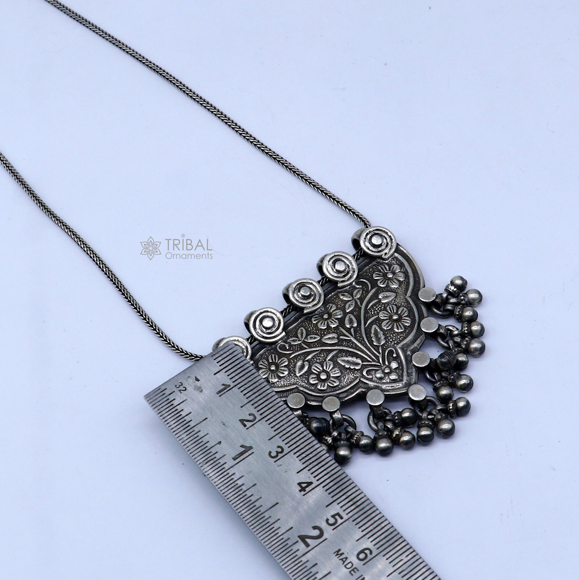 Handmade 925 sterling silver cultural pendant featuring intricate tribal design, ideal for wedding jewelry by TRIBAL ORNAMENTS.