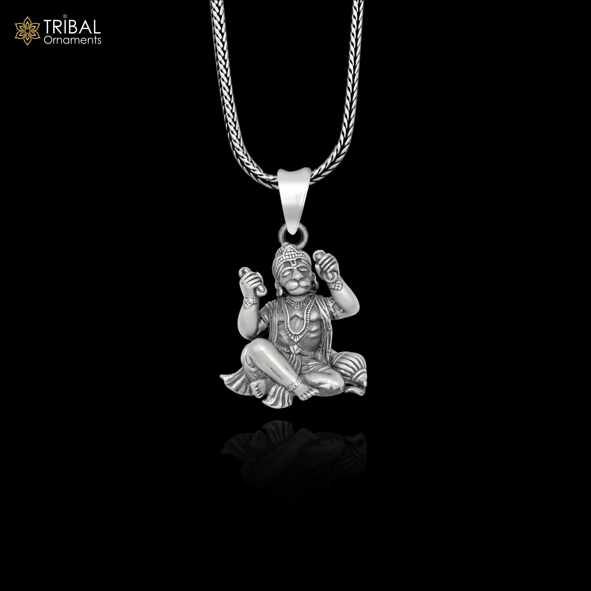 925 sterling silver handmade divine hanuman ji  Pendant with chain tribal jewellery nsp1008 - TRIBAL ORNAMENTS