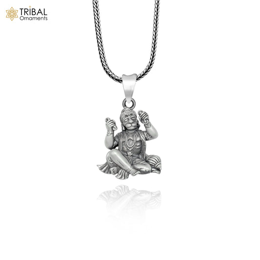 925 sterling silver handmade divine hanuman ji  Pendant with chain tribal jewellery nsp1008 - TRIBAL ORNAMENTS