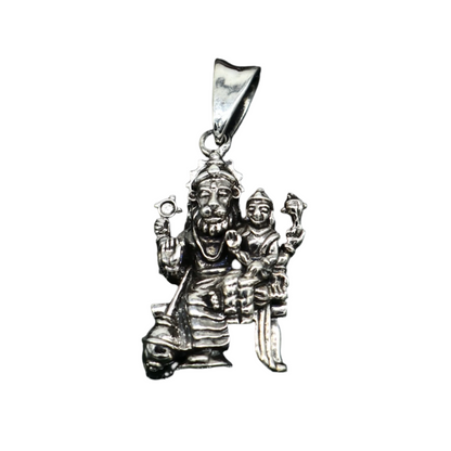 Sterling silver Vishnu with Laxmi Narsimha pendant, handmade unisex jewelry, detailed religious design from TRIBAL ORNAMENTS.