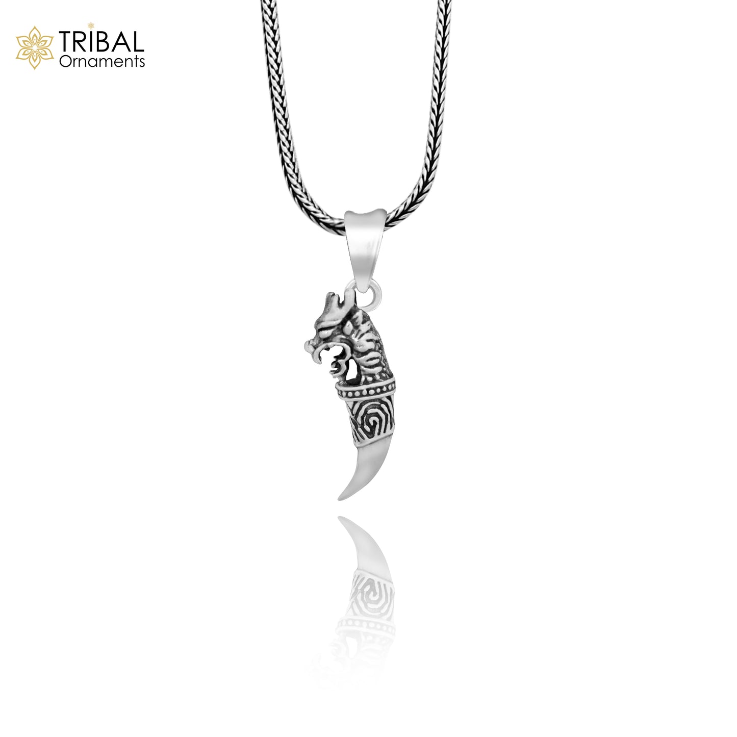 925 sterling silver handmade dragon tooth pendant symbol of mythical power, wisdom, and resilience nsp654 - TRIBAL ORNAMENTS