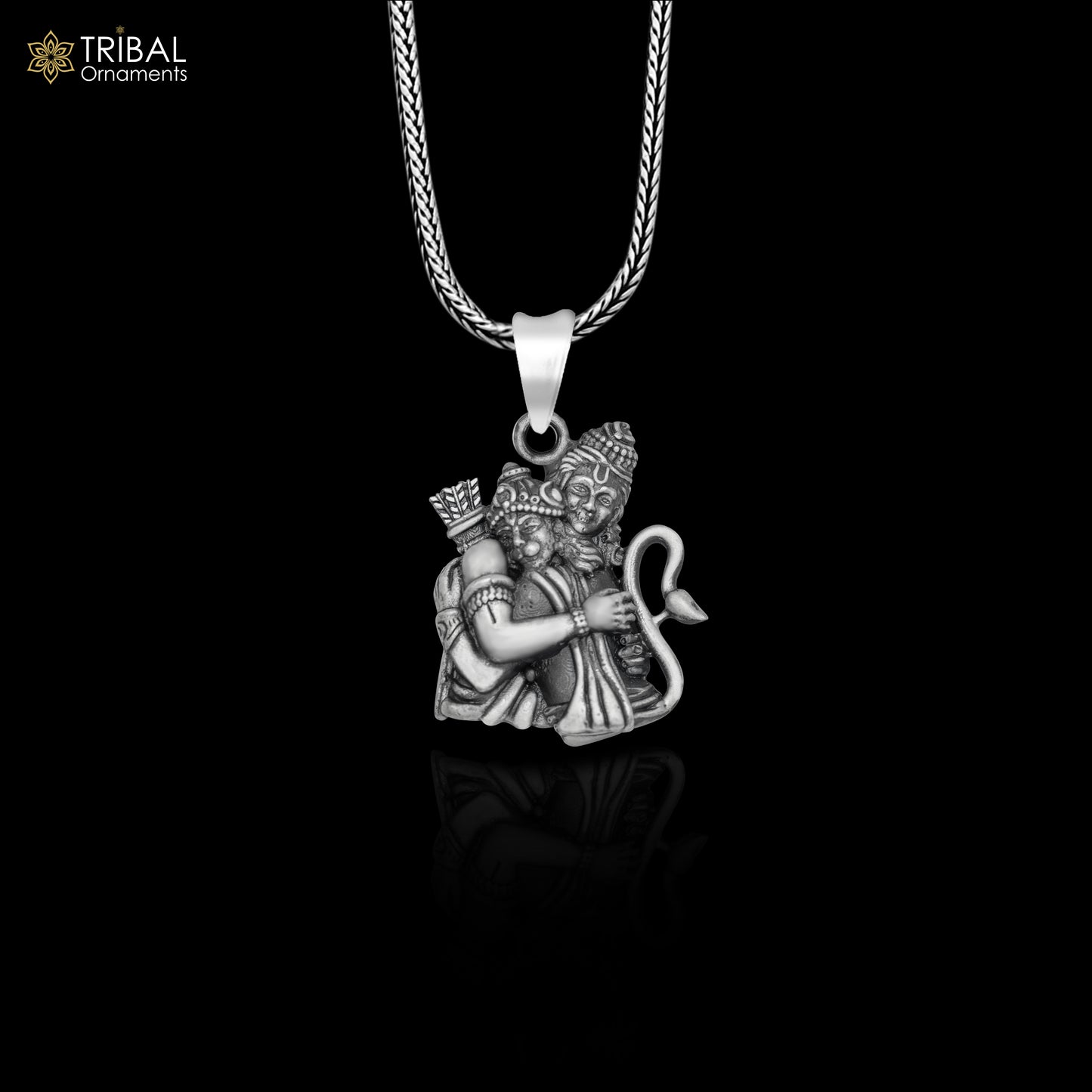 925 sterling silver handmade God Shri Ram and Hanuman Pendant with chain tribal jewellery nsp1004 - TRIBAL ORNAMENTS