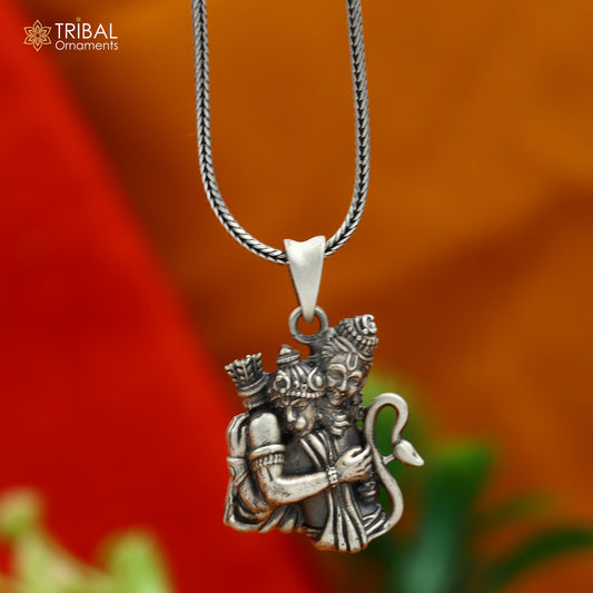 925 sterling silver handmade God Shri Ram and Hanuman Pendant with chain tribal jewellery nsp1004 - TRIBAL ORNAMENTS