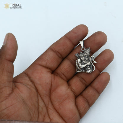 Handmade 925 sterling silver God Shri Ram and Hanuman pendant with chain, tribal jewelry design by Tribal Ornaments.