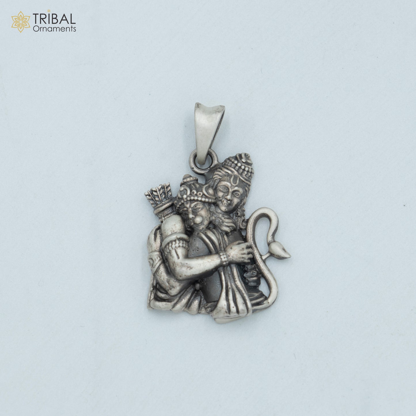 925 sterling silver handmade God Shri Ram and Hanuman Pendant with chain tribal jewellery nsp1004 - TRIBAL ORNAMENTS