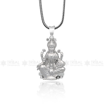 925 sterling silver Maha Lakshmi pendant featuring divine goddess design, handmade jewelry by TRIBAL ORNAMENTS for sacred gifting