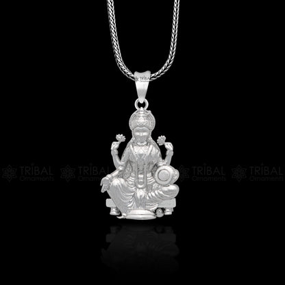 925 sterling silver Maha Lakshmi goddess pendant by TRIBAL ORNAMENTS, featuring intricate handmade divine jewelry design.