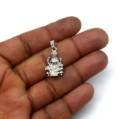 Sterling silver Maha Lakshmi pendant by TRIBAL ORNAMENTS featuring handcrafted goddess design for divine jewelry gifting.