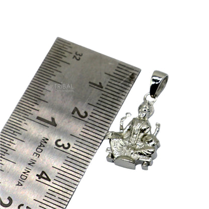 Sterling silver Maha Lakshmi goddess pendant by TRIBAL ORNAMENTS, handmade divine jewelry for gifting and spiritual adornment.