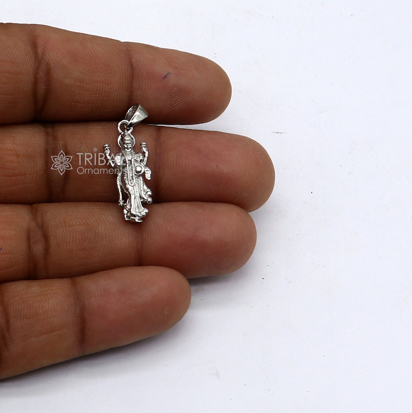 Unisex 925 sterling silver Goddess Maha Lakshmi pendant featuring intricate handmade tribal design, divine Lakshmi Maa jewelry accessory.