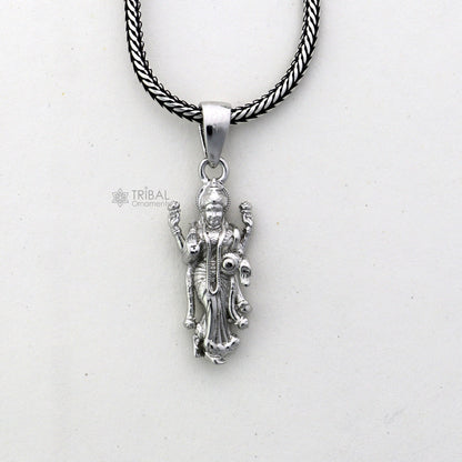 Sterling silver Goddess Maha Lakshmi pendant, handmade unisex jewelry by TRIBAL ORNAMENTS featuring divine Lakshmi Maa design.