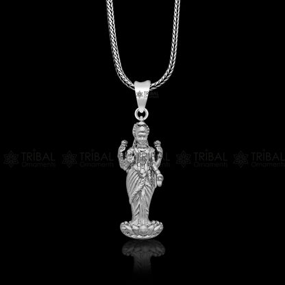 925 sterling silver Maha Lakshmi goddess pendant, handmade divine Lakshmi jewelry from Tribal Ornaments.
