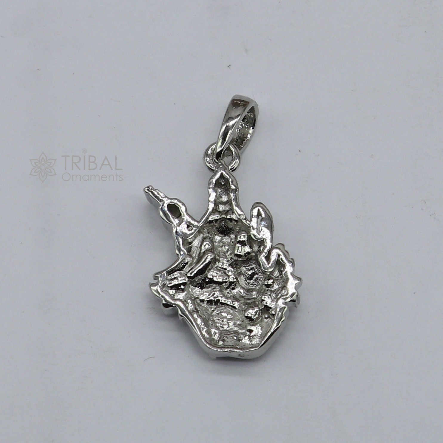 925 sterling silver Goddess Saraswati Maa pendant, handmade divine jewelry by TRIBAL ORNAMENTS, perfect for gifting.