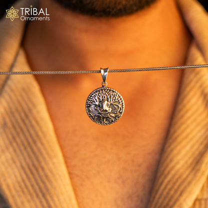 Handmade 925 sterling silver Ganesha pendant by Tribal Ornaments, stylish unisex tribal jewelry with intricate design.