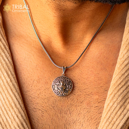 Handmade 925 sterling silver Lord Ganesha pendant by TRIBAL ORNAMENTS, stylish tribal jewelry, unisex gift accessory