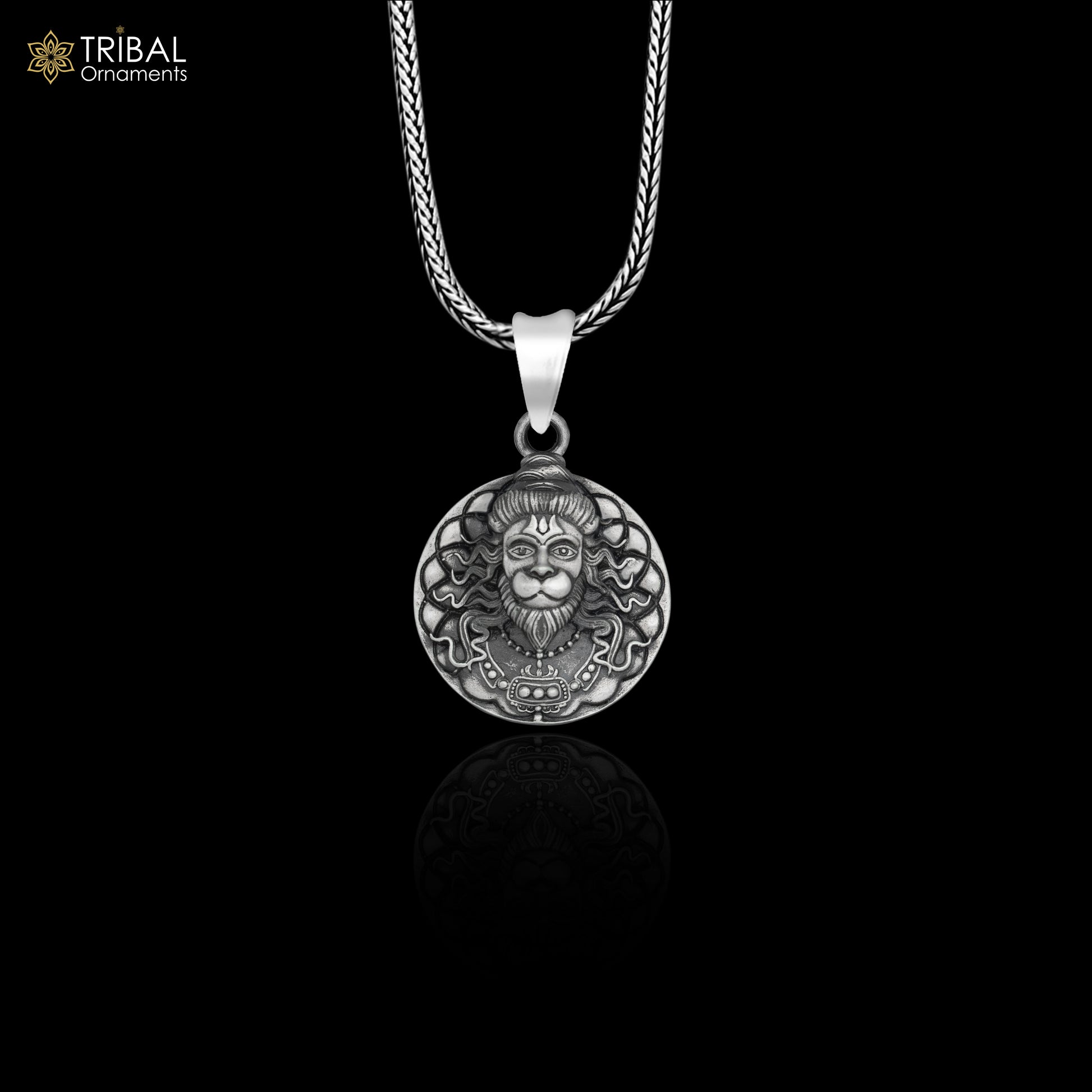 925 sterling silver handmade hanuman ( balaji ) Pendant  with chain tribal  jewellery nsp1009 - TRIBAL ORNAMENTS