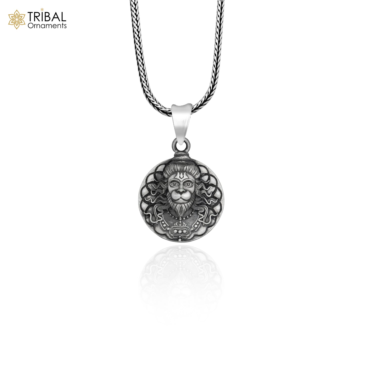 925 sterling silver handmade hanuman ( balaji ) Pendant  with chain tribal  jewellery nsp1009 - TRIBAL ORNAMENTS