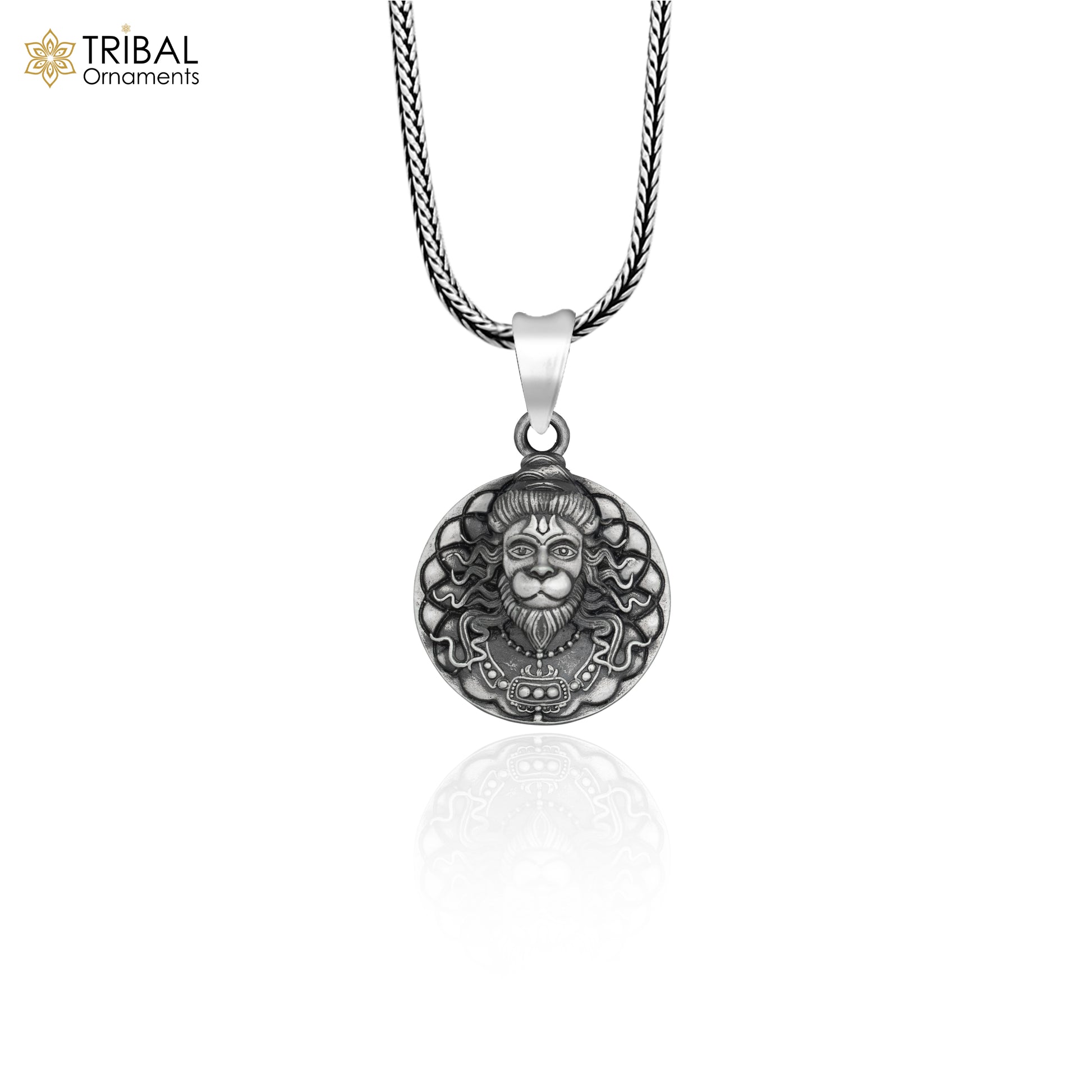 925 sterling silver handmade hanuman ( balaji ) Pendant  with chain tribal  jewellery nsp1009 - TRIBAL ORNAMENTS