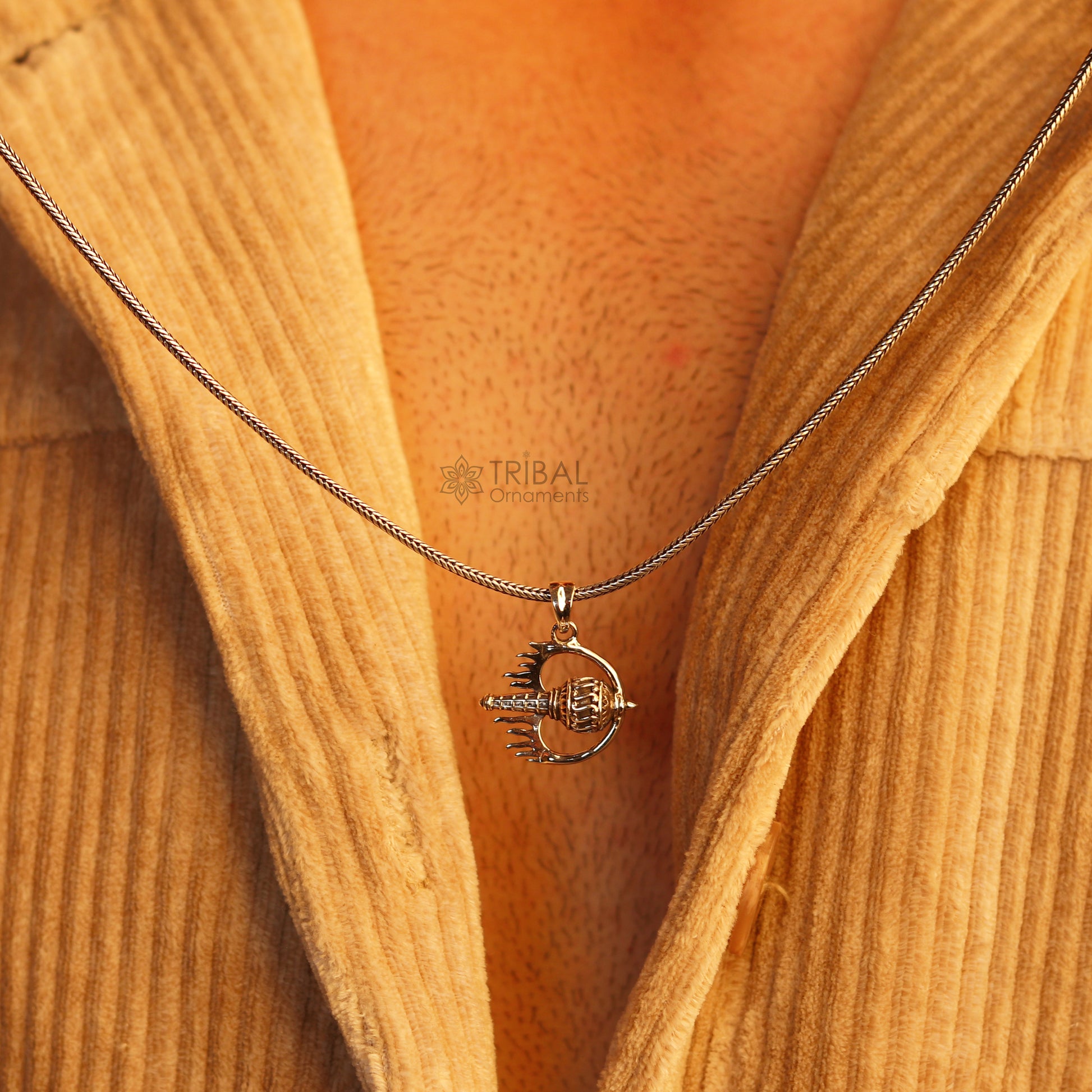 925 sterling silver  handmade hanuman gota / gada stylish pendant jewellery nsp998 - TRIBAL ORNAMENTS