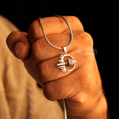 Sterling silver handmade Hanuman weapon mace pendant from Tribal Ornaments, featuring traditional Gota and stylish design.