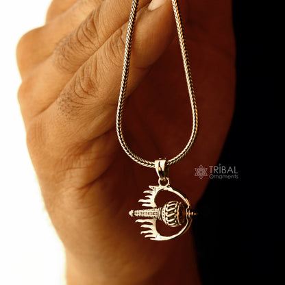 Sterling silver handmade Hanuman weapon mace Gada pendant by TRIBAL ORNAMENTS, featuring intricate tribal design and stylish craftsmanship.