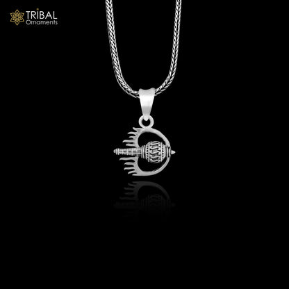 Sterling silver handmade Hanuman weapon mace pendant from TRIBAL ORNAMENTS, featuring intricate gota design in stylish jewelry.