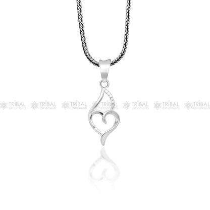 925 Sterling silver handmade heart design pendant by TRIBAL ORNAMENTS, featuring intricate tribal-inspired craftsmanship.