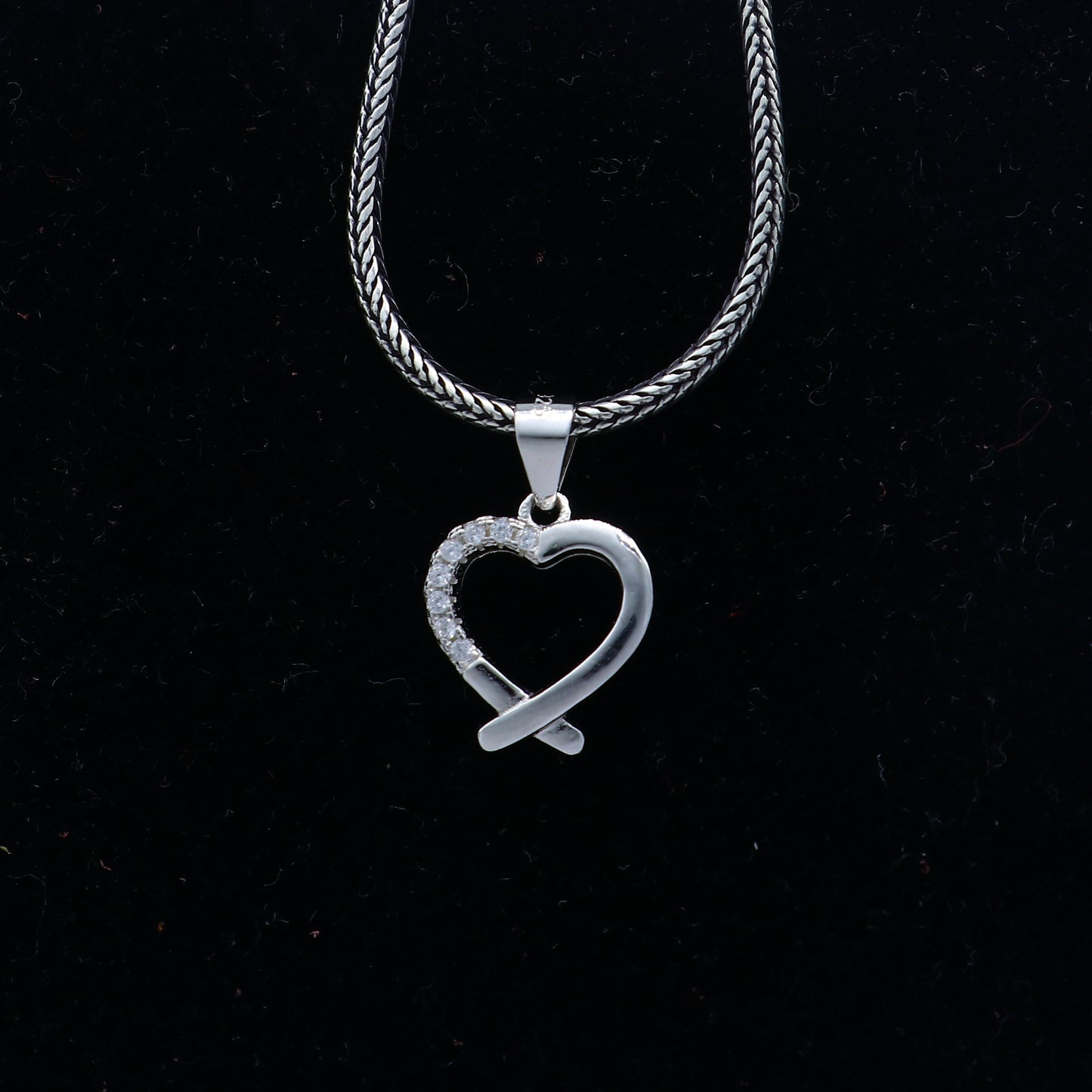 Handmade 925 sterling silver heart pendant with tribal ornament design, crafted by TRIBAL ORNAMENTS.