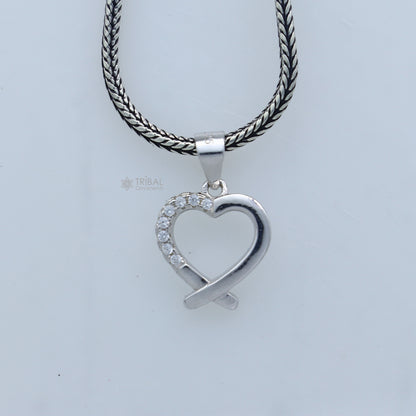 Handmade 925 sterling silver heart pendant by Tribal Ornaments featuring intricate tribal design.