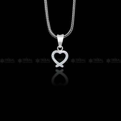 Handmade 925 sterling silver heart pendant with tribal ornament design, crafted by TRIBAL ORNAMENTS.