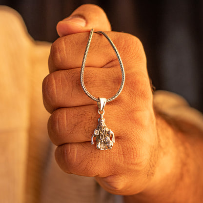 Sterling silver Lord Hanuman pendant by TRIBAL ORNAMENTS, detailed handmade Hindu deity jewelry for unisex gifting.