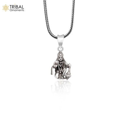 925 sterling silver Lord Hanuman pendant featuring intricate Hindu god design, unisex jewelry by TRIBAL ORNAMENTS.