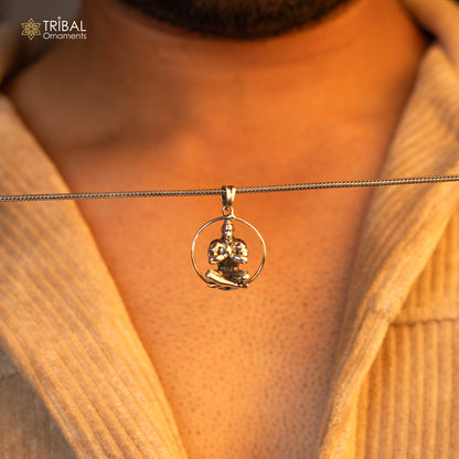 Sterling silver Lord Hanuman sitting pendant by TRIBAL ORNAMENTS, handmade Hindu jewelry, unisex Gifting jewelry.