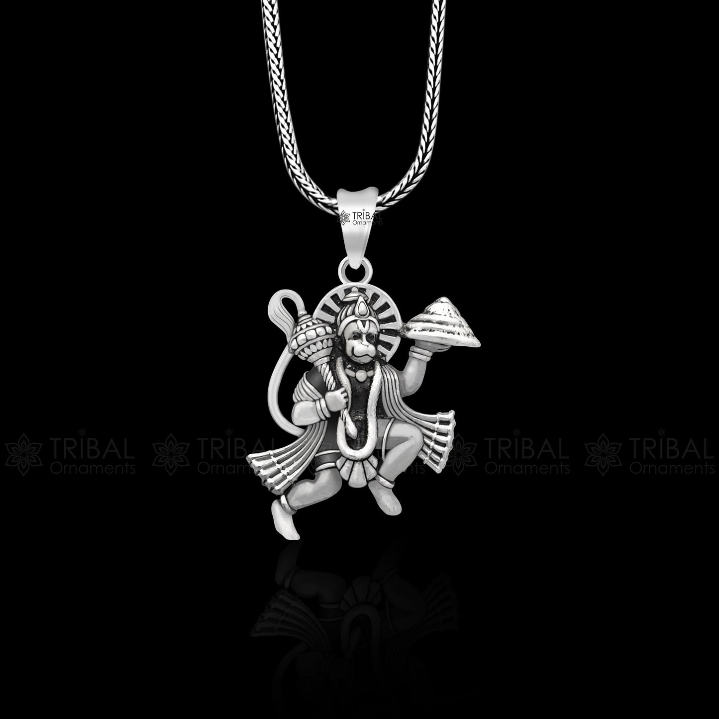 925 sterling silver handmade Hindu idol God Lord hanuman flying pendant, amazing divine lord bajarangbali pendant gifting jewelry NSP815 - TRIBAL ORNAMENTS
