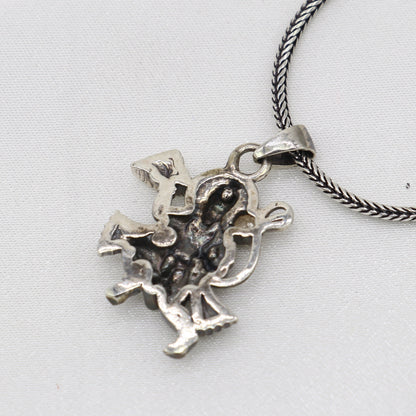 925 sterling silver Hindu Lord Hanuman flying pendant, handmade tribal jewelry featuring divine idol, perfect for meaningful gifting