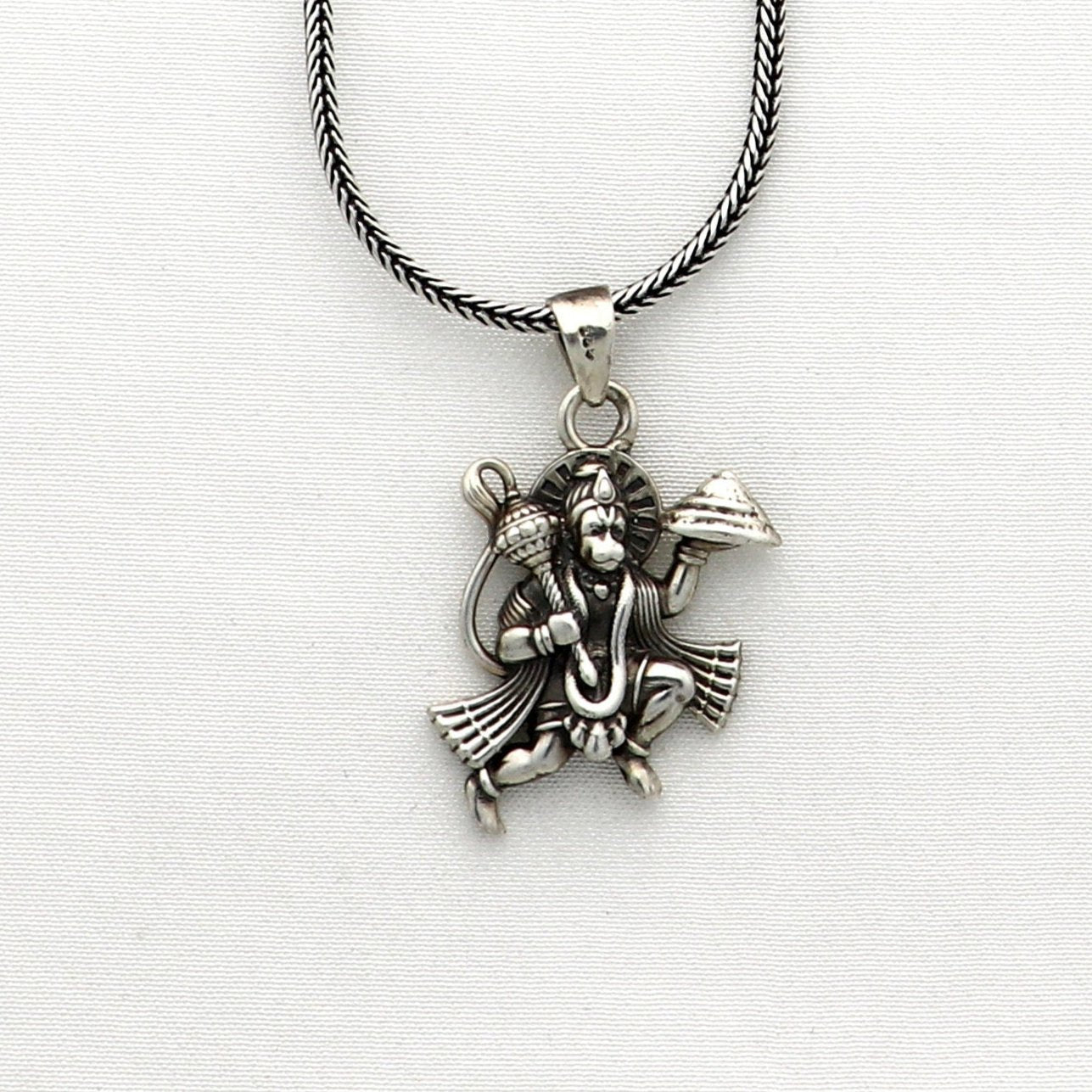 925 sterling silver handmade Hindu idol God Lord hanuman flying pendant, amazing divine lord bajarangbali pendant gifting jewelry NSP815 - TRIBAL ORNAMENTS