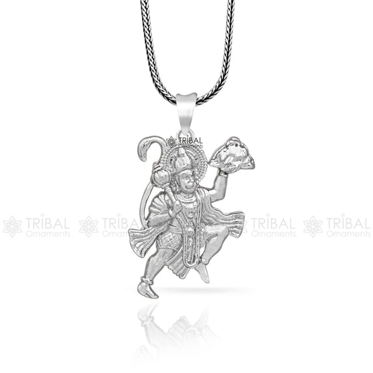 925 sterling silver handmade Hindu idol God Lord hanuman flying pendant, amazing divine lord bajarangbali pendant gifting jewelry NSP825 - TRIBAL ORNAMENTS