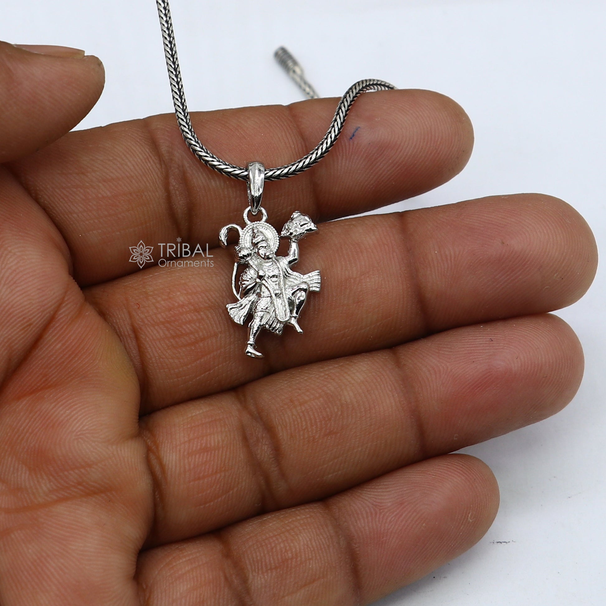 925 sterling silver handmade Hindu idol God Lord hanuman flying pendant, amazing divine lord bajarangbali pendant gifting jewelry NSP825 - TRIBAL ORNAMENTS