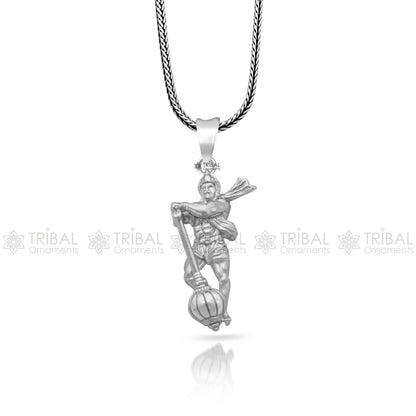 925 sterling silver Lord Hanuman pendant, handmade Hindu idol jewelry, divine Bajrangbali pendant from TRIBAL ORNAMENTS.