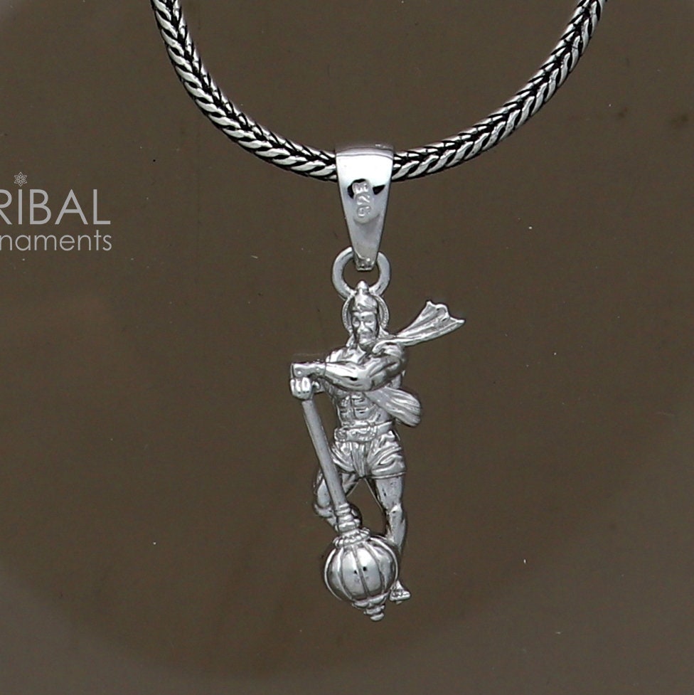 925 sterling silver handmade Hindu idol God Lord hanuman pendant, amazing divine lord bajarangbali pendant gifting jewelry NSP831 - TRIBAL ORNAMENTS