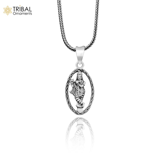 925 sterling silver handmade Hindu idol krishna pendant, amazing stylish unisex pendant locket personalized jewelry tribal jewelry ssp446 - TRIBAL ORNAMENTS