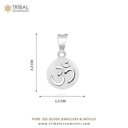 925 sterling silver Hindu mantra 'Aum' OM pendant, unisex handmade tribal jewelry with personalized design by TRIBAL ORNAMENTS