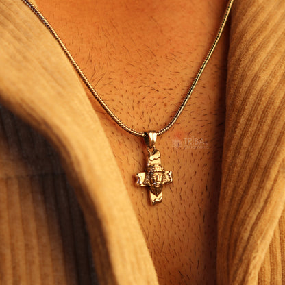 925 sterling silver handmade Jesus pendant necklace for men and women, with chain, stylish unisex jewelry by Tribal Ornaments.